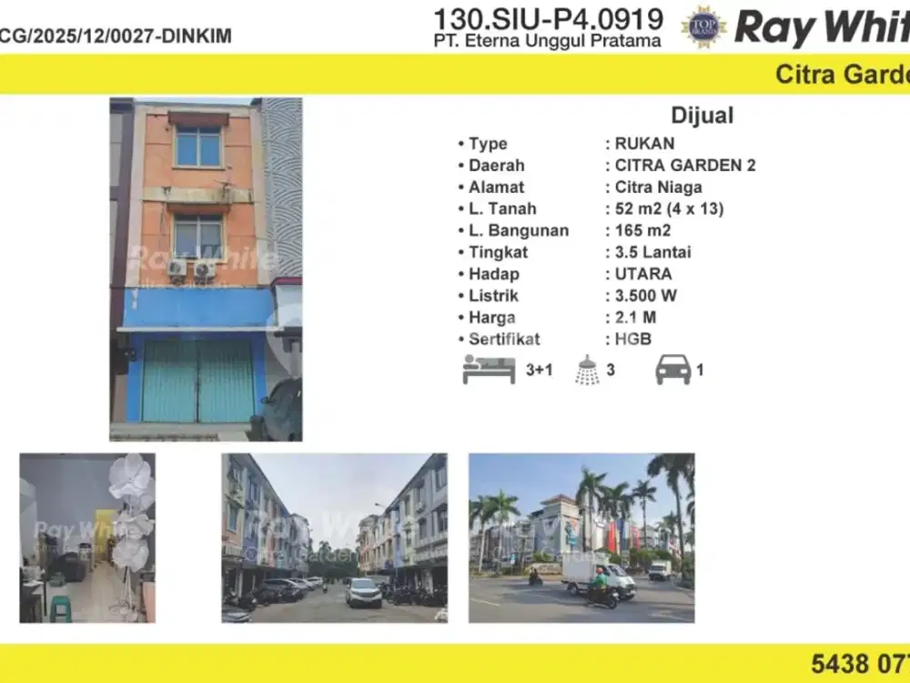 Dijual Murah Ruko 4 Lantai Hgbcitra Niaga Cengkareng 0027-Dinkim