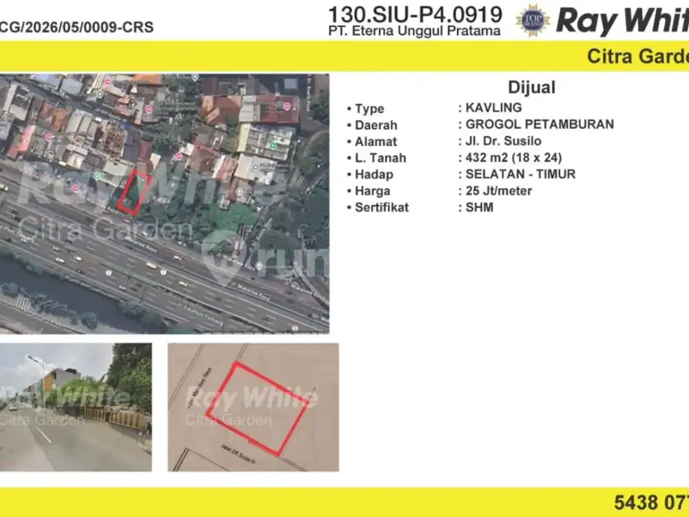 Dijual Tanah Dkt Akses Tol SHM Bebas Banjir Grogol Jakbar 0009Crs