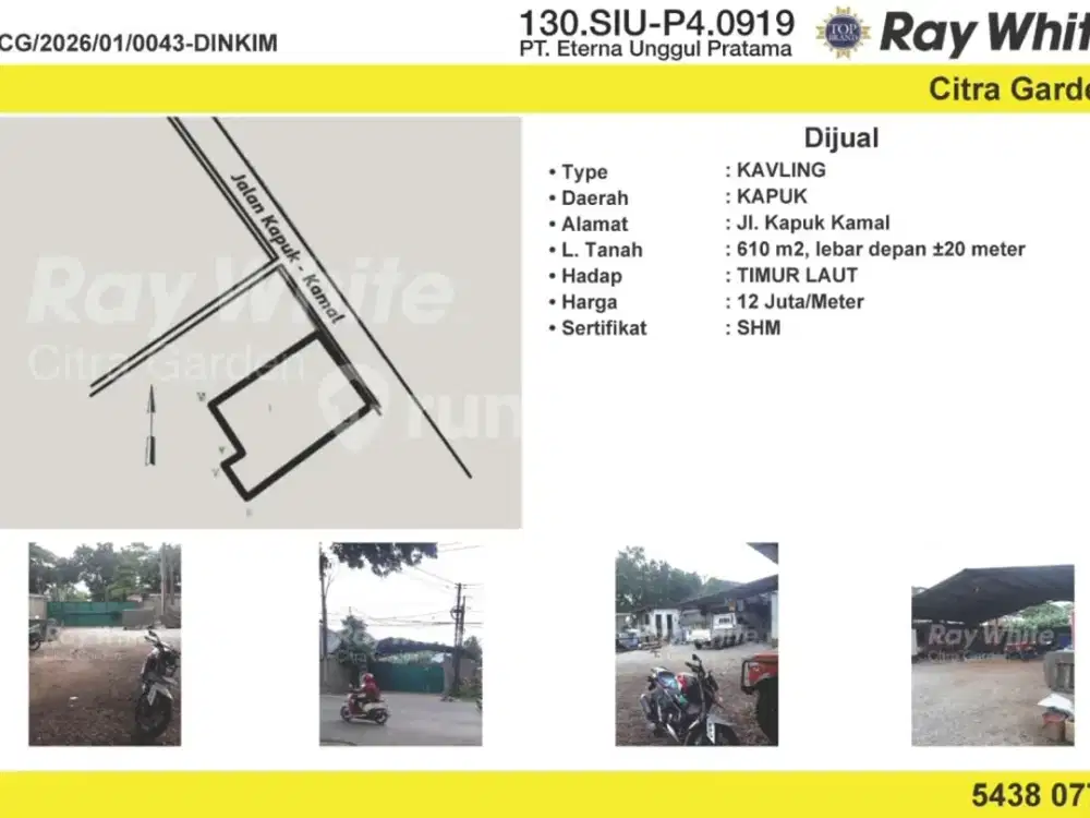 Jual Tanah Murah SHM Kapuk Kamal Dekat Pelabuhan 0043 Dinkim