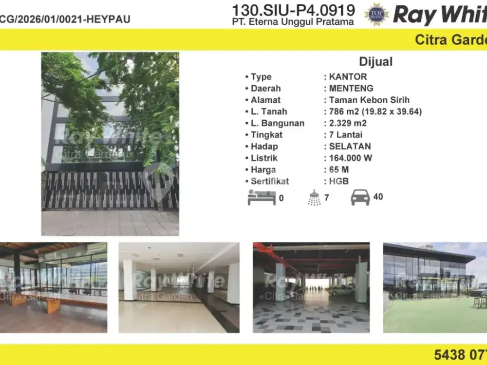 Jual Office Building 7 Lt HGB Furnished Kebon Sirih 0021-Heypau