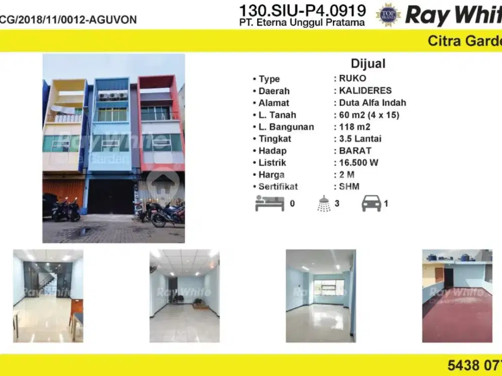Dijual Ruko Murah SHM Strategis Kalideres Jakbar 0012 Aguvon