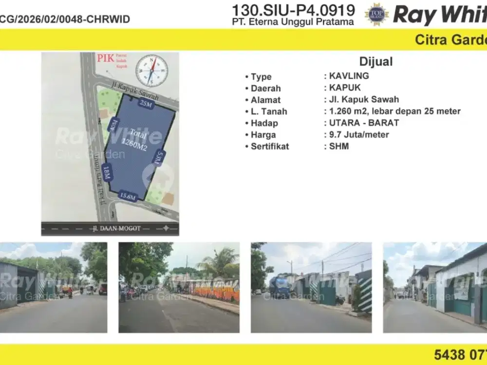 Jual Tanah Murah Pinggir Jln Raya SHM Kapuk Raya Jakbar0048chrwid