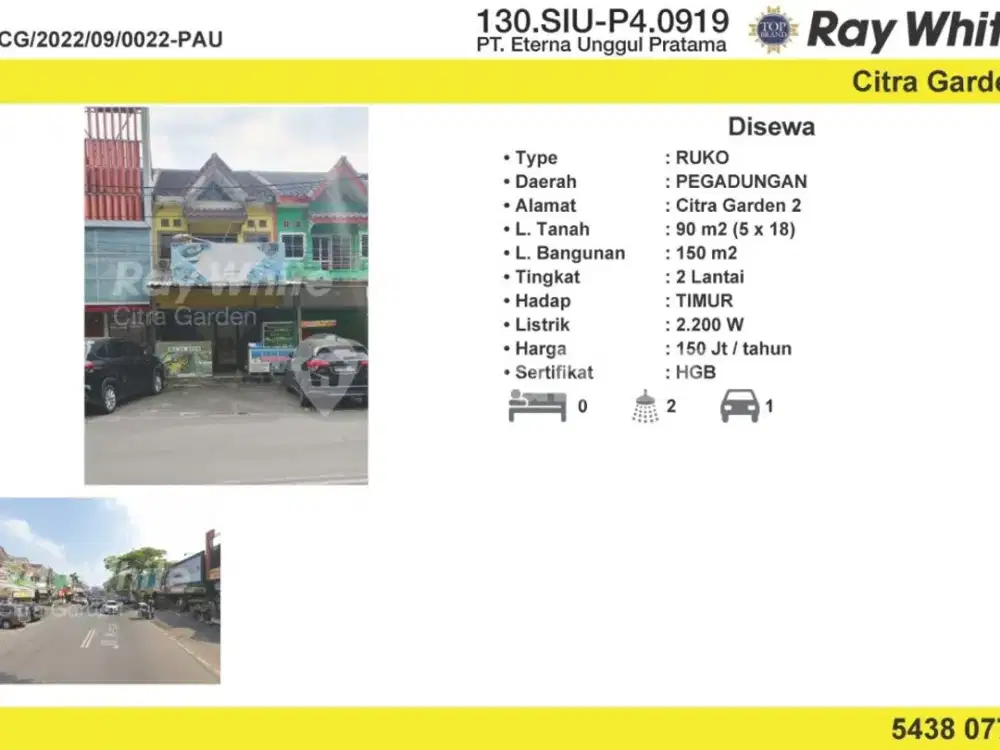 Disewakan Ruko Citra Garden 2 Murah Exclusive Jakbar 0022-Pau