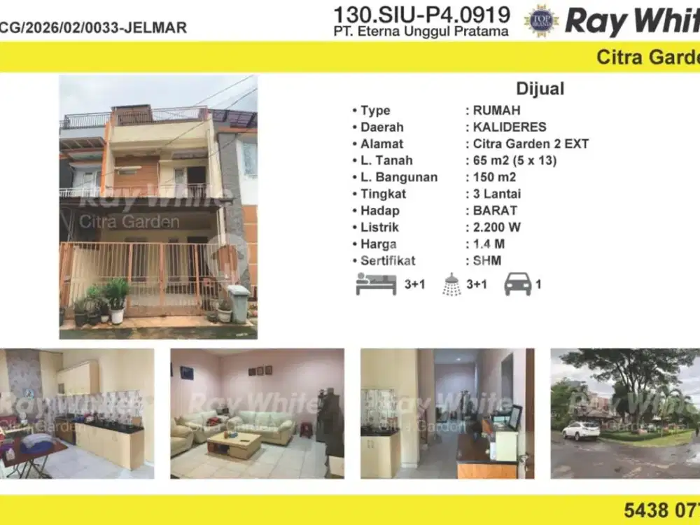Dijual Rumah Murah Bagus SHM Citra Garden 2 Extention 0033-Jelmar
