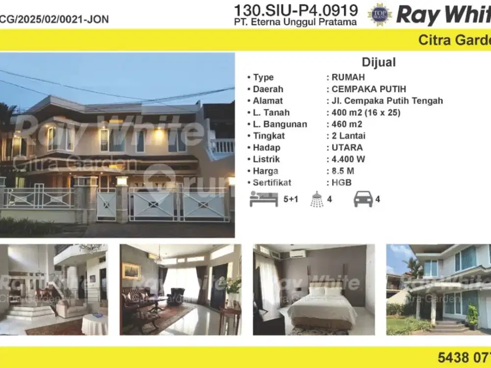 JUal Rumah Terenovasi HGB Cempaka Putih, Jakarta Pusat 0021-JON