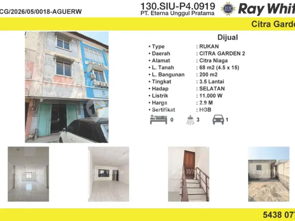 Disewakan Ruko Citra Niaga Murah Exclusive Area Jakbar 0019Aguerw