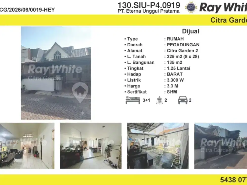 Dijual Rumah Murah SHM Besar Luas 8X28 Citra Garden 2 Jakbar 0019-Hey