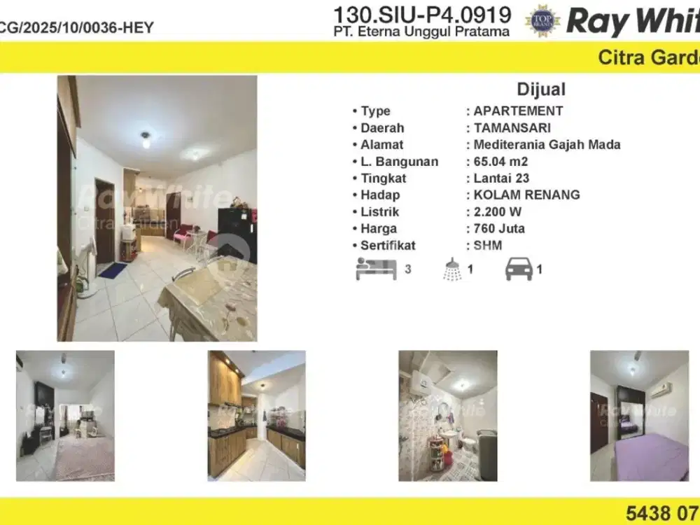 Dijual Murah Apartemen Mediterania Gajahmada 65 M Shm 0036-hey