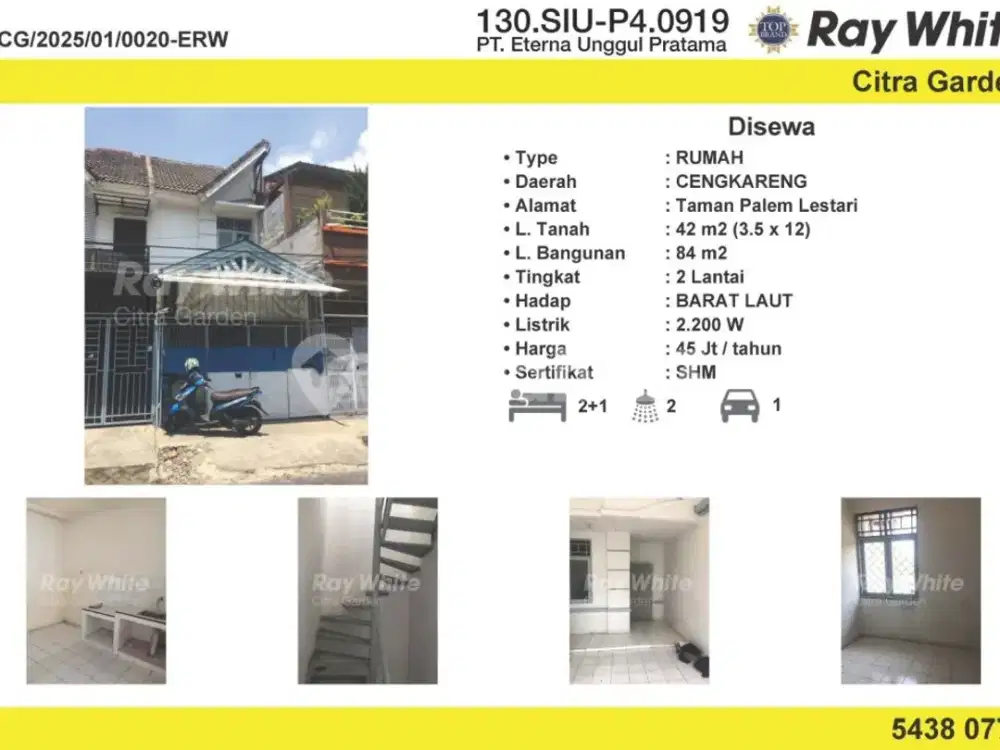 Disewakan Rumah Murah Taman Palem Lestari Jakbar 0020 Erw