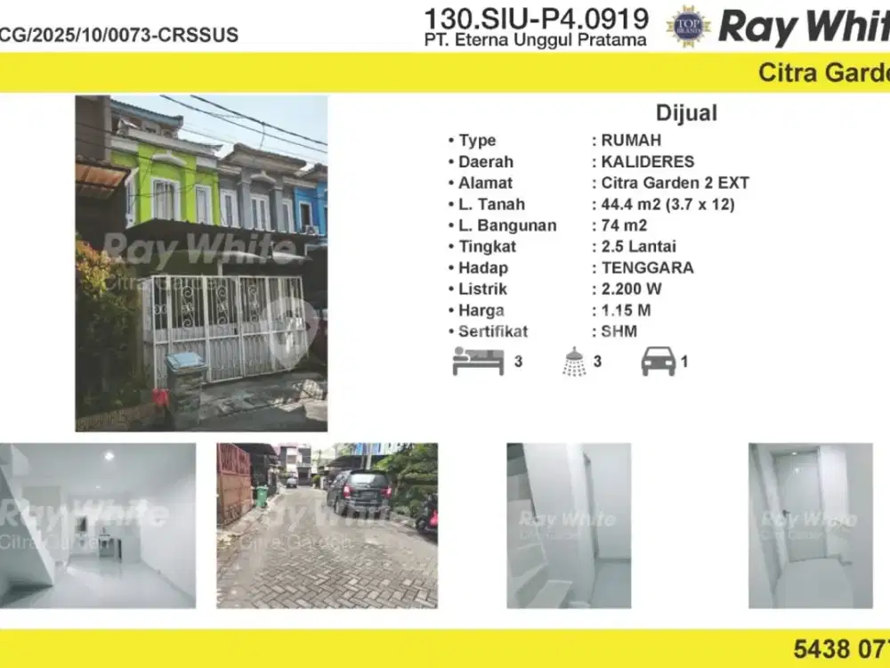 Dijual Rumah MURAH SHM Citra Garden 2 Ext JakBar 0073-CRSSUS