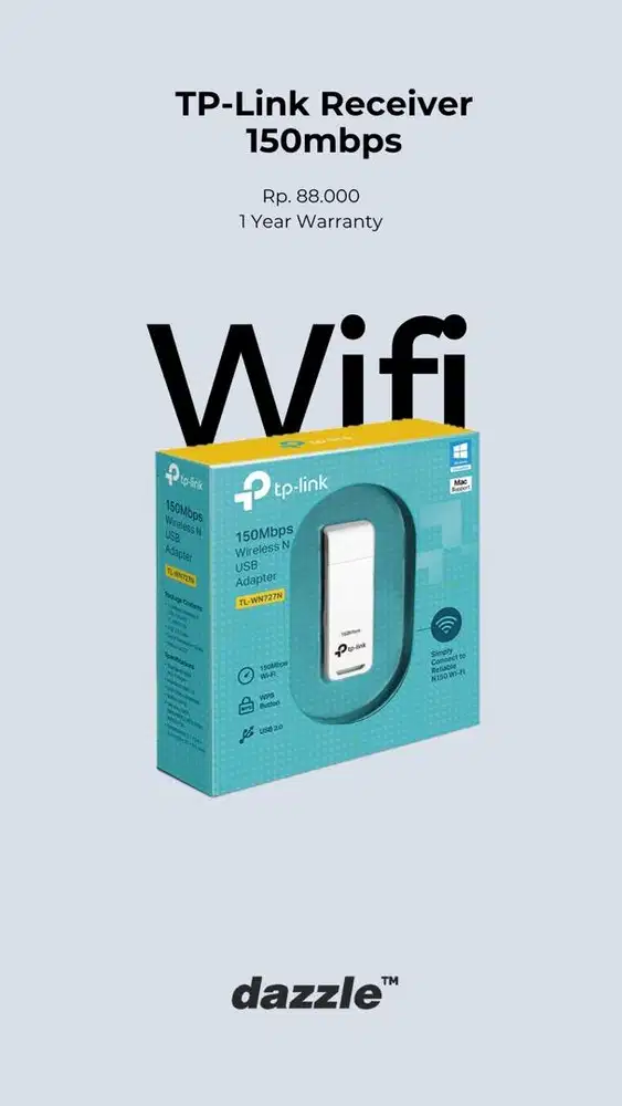 WIFI RECEIVER TPLINK GARANSI 1 TAHUN