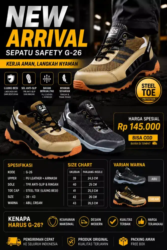 SEPATU SAFETY UJUNG BESI