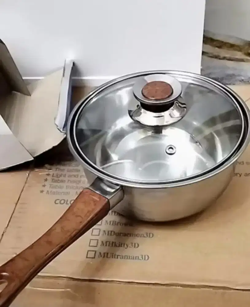 Panci Susu Stainless Tutup Kaca 18cm Bahan Tebal