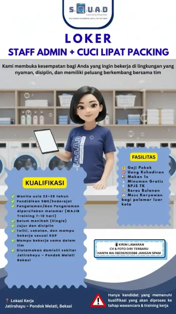 LOKER ADMIN + STAFF CUCI LIPAT KERING LAUNDRY EXPRESS
