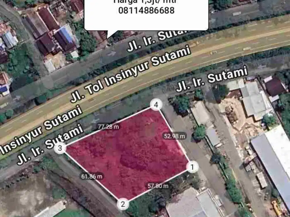 Kavling Gudang Poros jl Ir Sutami Makassar 2800 mtr