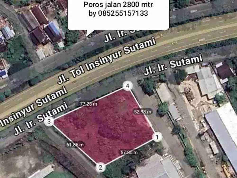 Tanah jl Ir Sutami Makassar 2806 MTR poros Jalan cocok Gudang dan ekspedisi