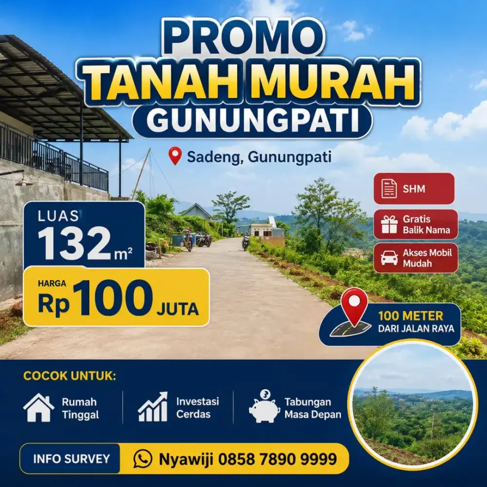Tanah SHM MURAH Siap bangun Di GUNUNGPATI Semarang