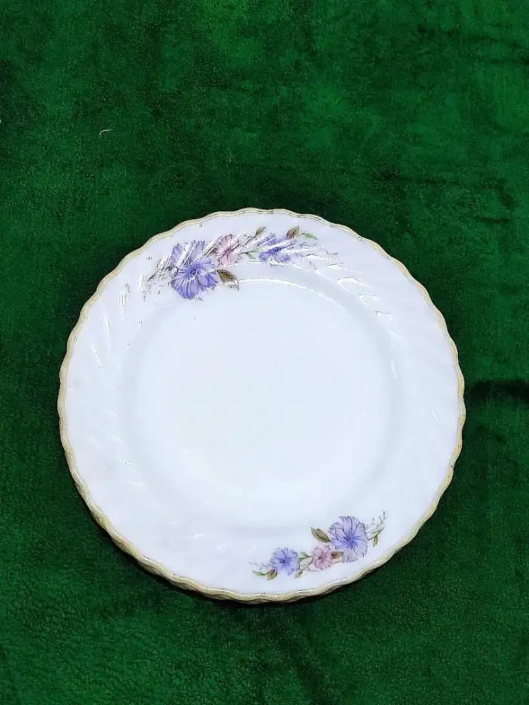 Piring keramik vintage / Antik putih list emas bunga decopal