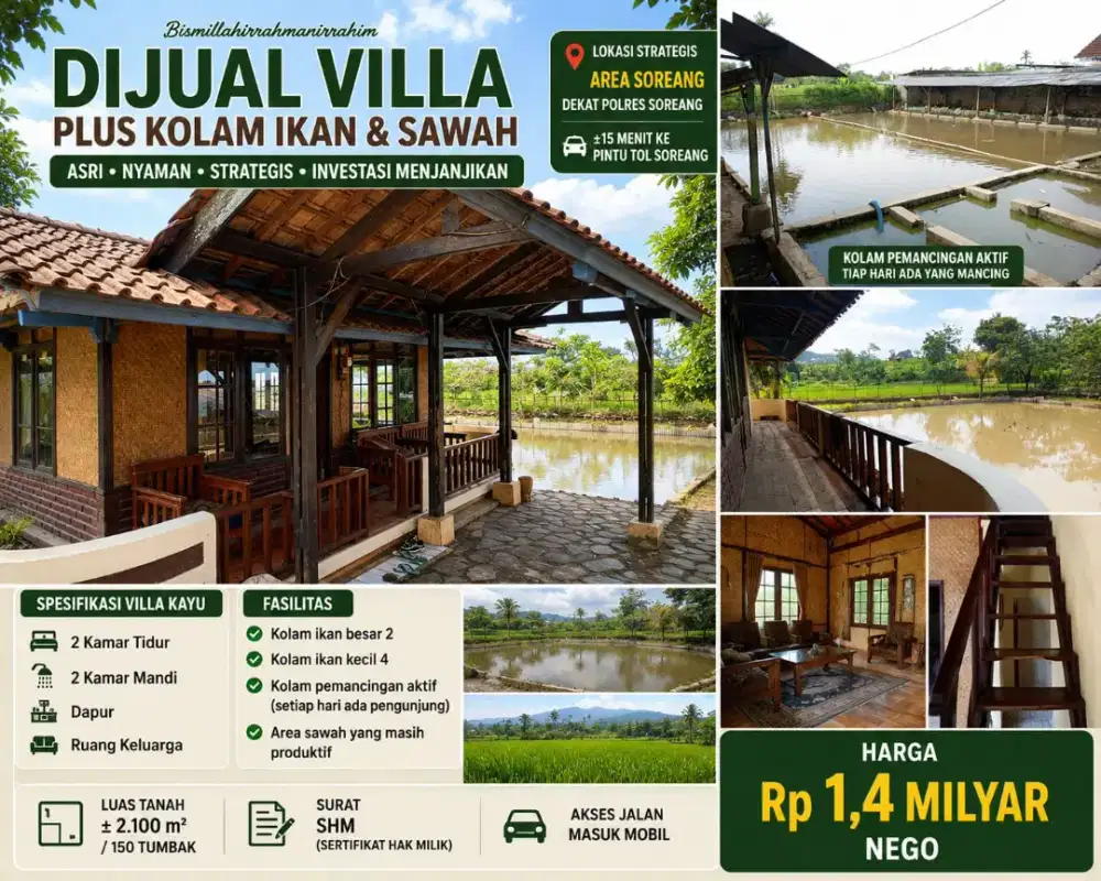 Rumah vila pamancingan lokasi soreang