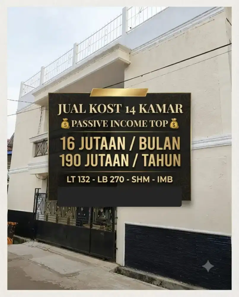 JUAL KOST KOSAN 14 KAMAR AREA PERUMAHAN CIKARANG UTARA BEKASI