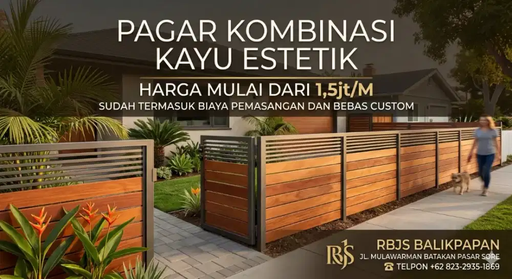 Pagar kombinasi kayu