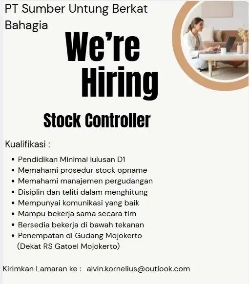 Dibutuhkan stock kontroller, diutamakan laki-laki penempatan Mojokerto