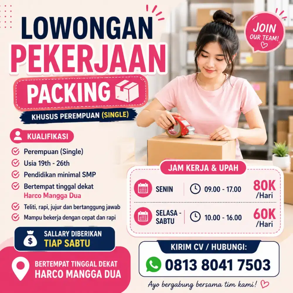 LOWONGAN FREELANCE PACKING UNTUK PEREMPUAN SINGLE