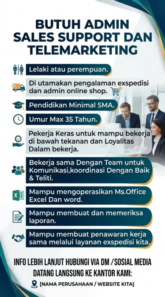 Butuh Kamu Admin Sales Support Dan Telemarketing