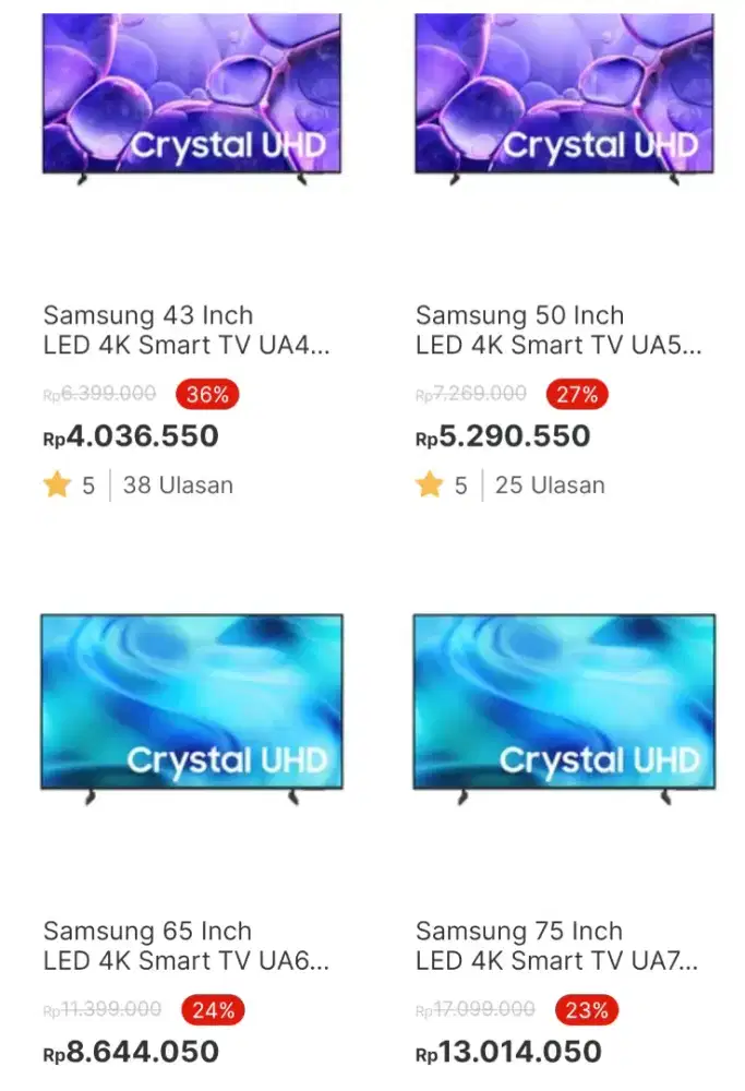 Samsung 75u8500H stok tersedia