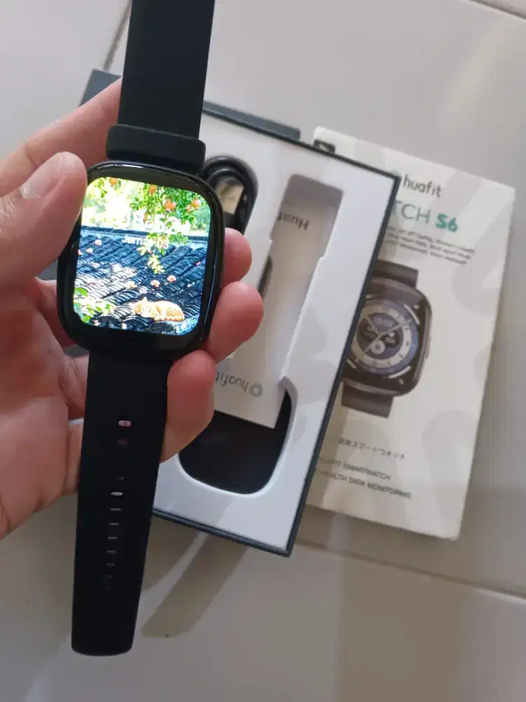 Smartwatch Aolon Huafit Watch S6 Black Like New Fullset Baru 1 Minggu