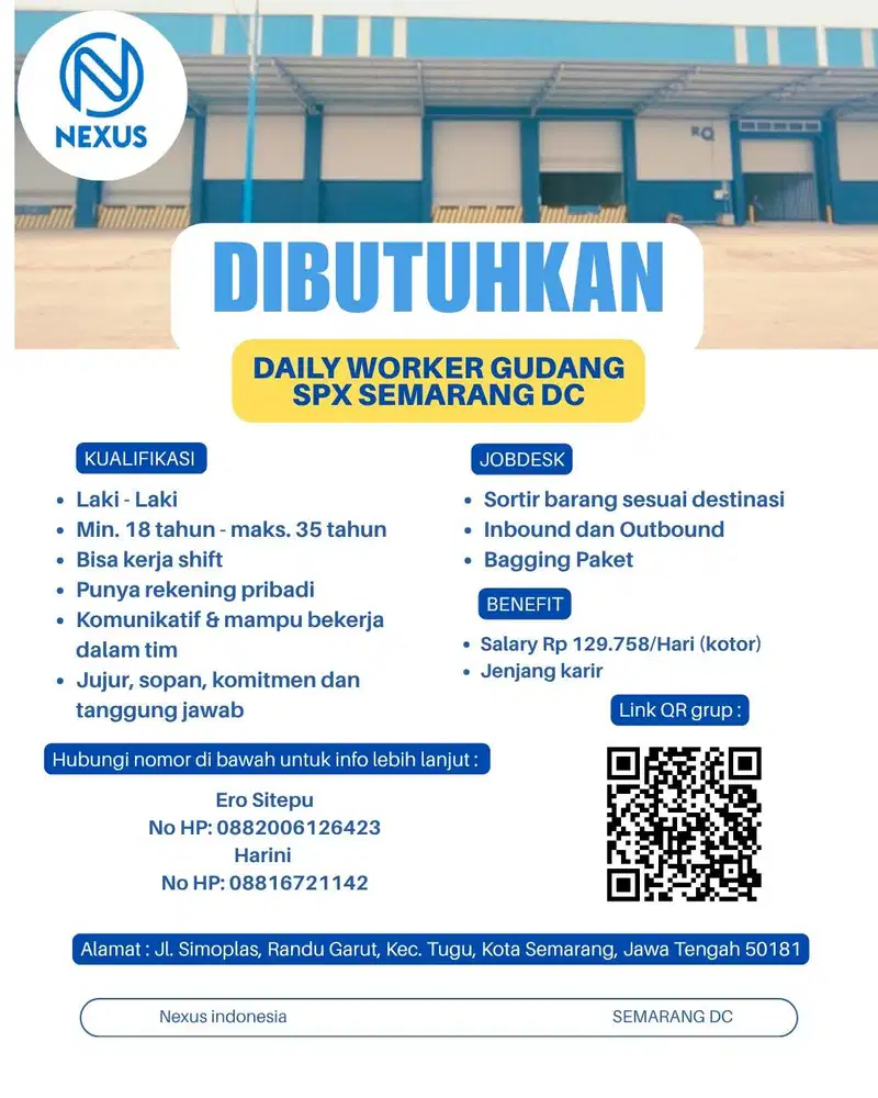 LOWONGAN KERJA DAILY WORKER SEMARANG DC