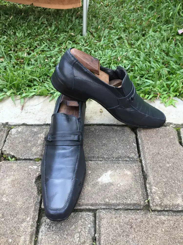 Sepatu Pedro Loafer Kulit Hitam Slip On Formal Size 44 Jumbo