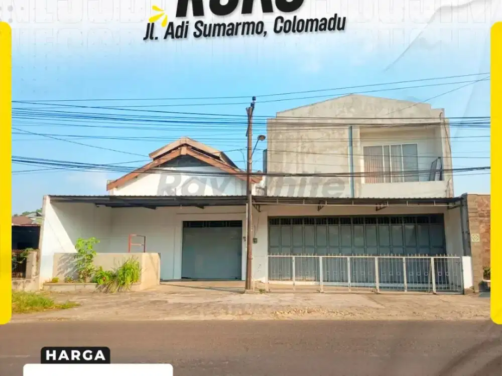 Dijual Ruko 2 Lantai Luas 500m² Lebar Depan 13m Hadap Utara Strategis di Jalur Utama Jl. Adi Sumarmo Colomadu