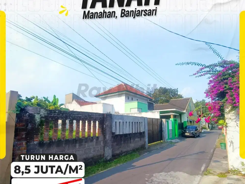 Dijual Tanah Luas 381m² Lebar Depan 12m Hadap Selatan Akses Jalan Lebar di Jl. Srikatan Manahan Banjarsari Surakarta