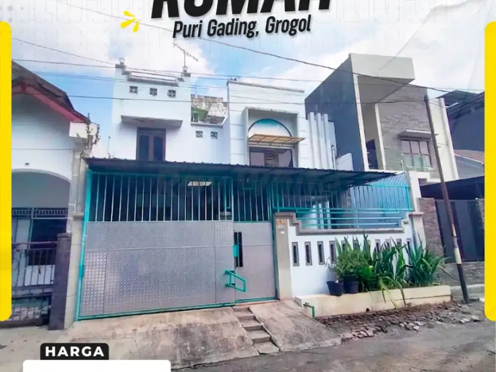 Rumah Lebar Depan 15m Hadap Utara Siap Huni di Kompleks Elit Puri Gading Grogol Sukoharjo