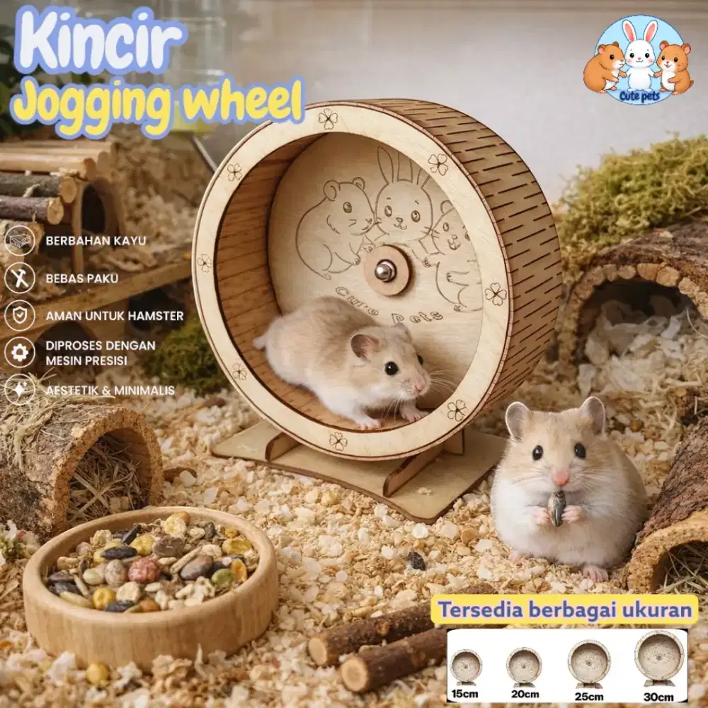 Mainan hamster jogging wheel premium 15cm cutting rapi CNC laser