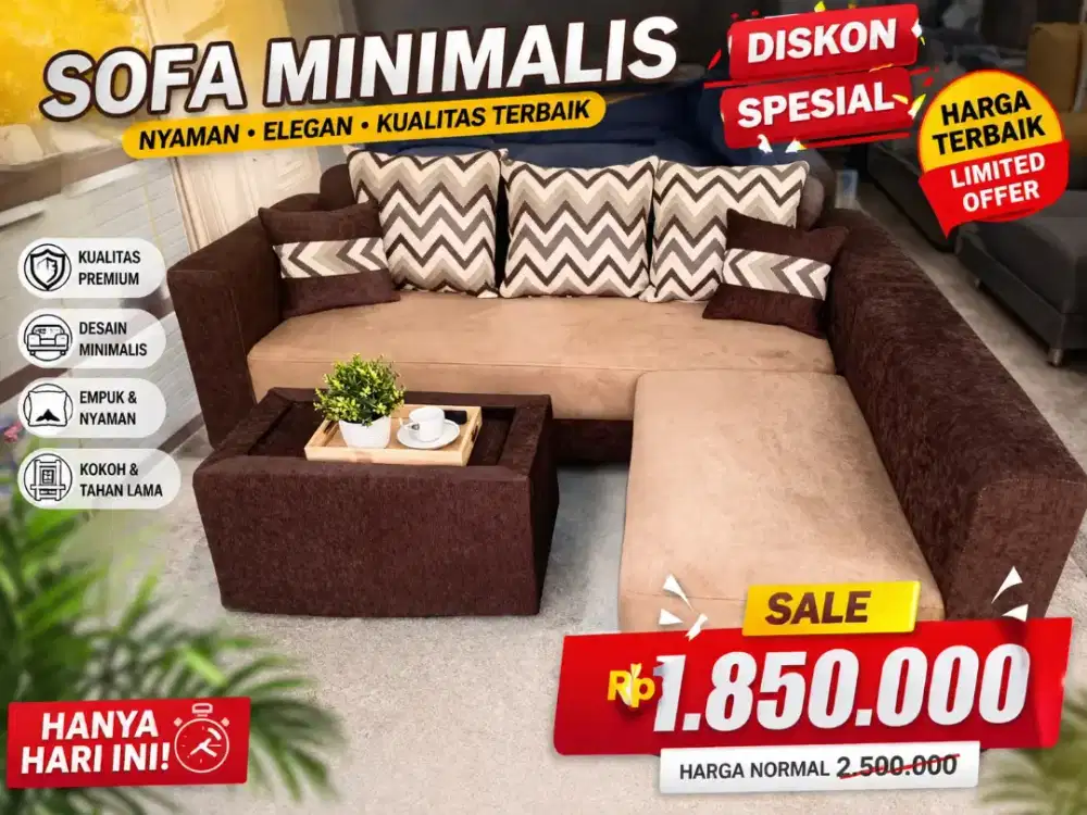 SALE!! Jual Kursi L Minimalis plus Meja