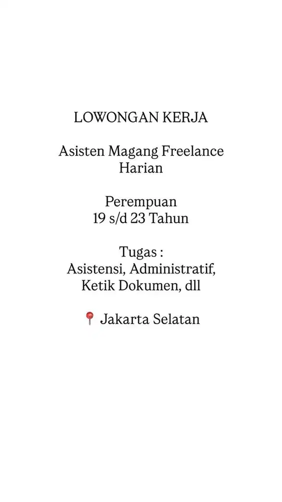 Freelance Harian Asisten Administratif Perempuan