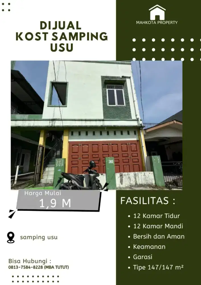 KOS SAMPING KAMPUS USU BISA AKSES MOBIL