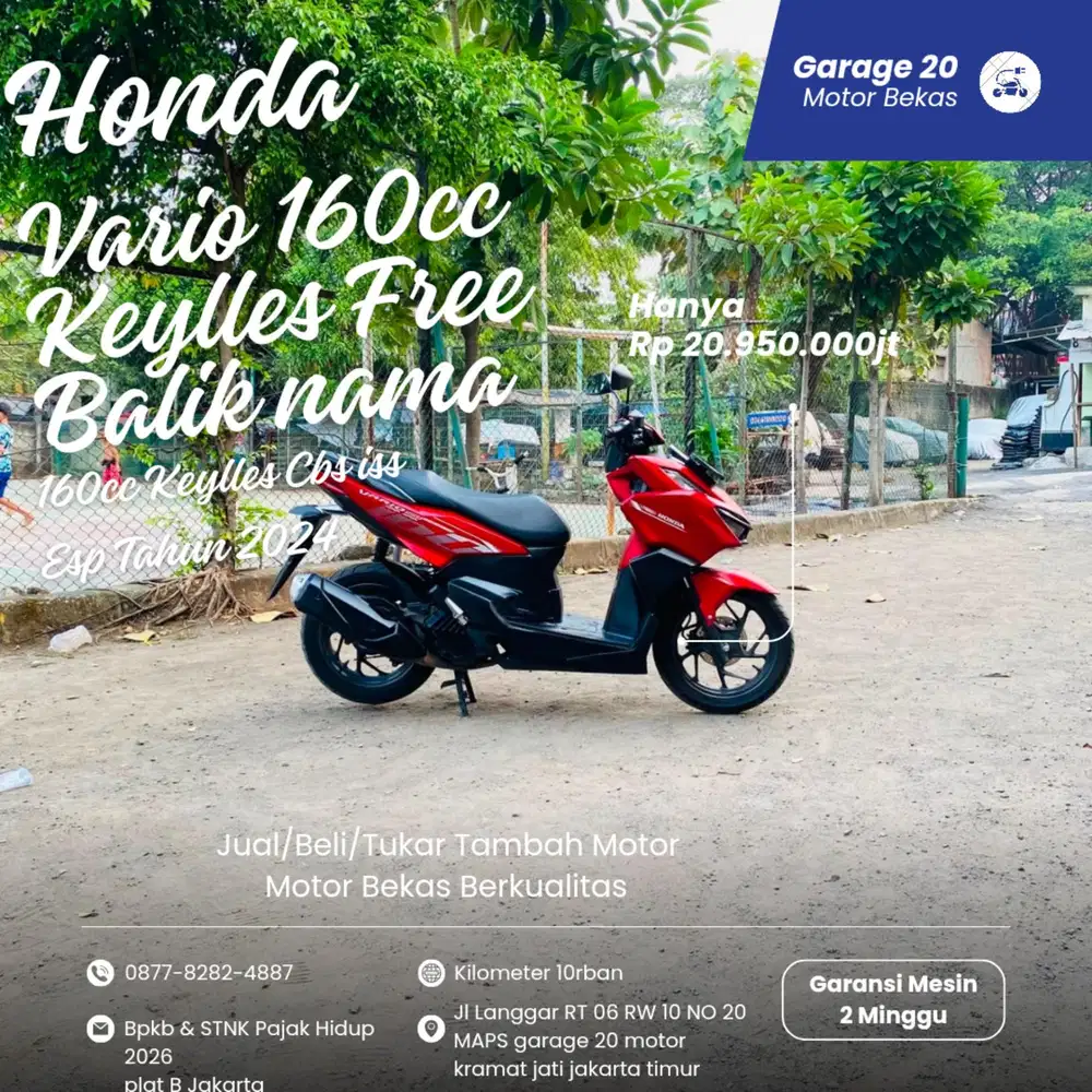 Honda Vario 160cc Keyylles Cbs iss Free Balik nama Tahun 2024 Pajak on