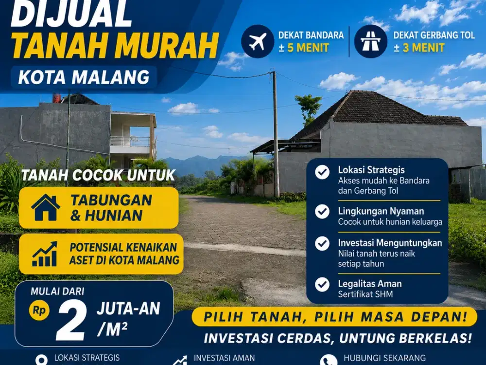 Tanah Murah Malang Dekat Bandara dan Gerbang Tol
