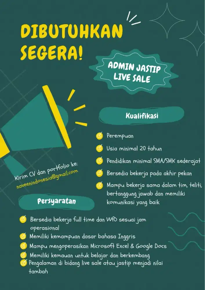 Lowongan Kerja Admin Jastip Live Sale