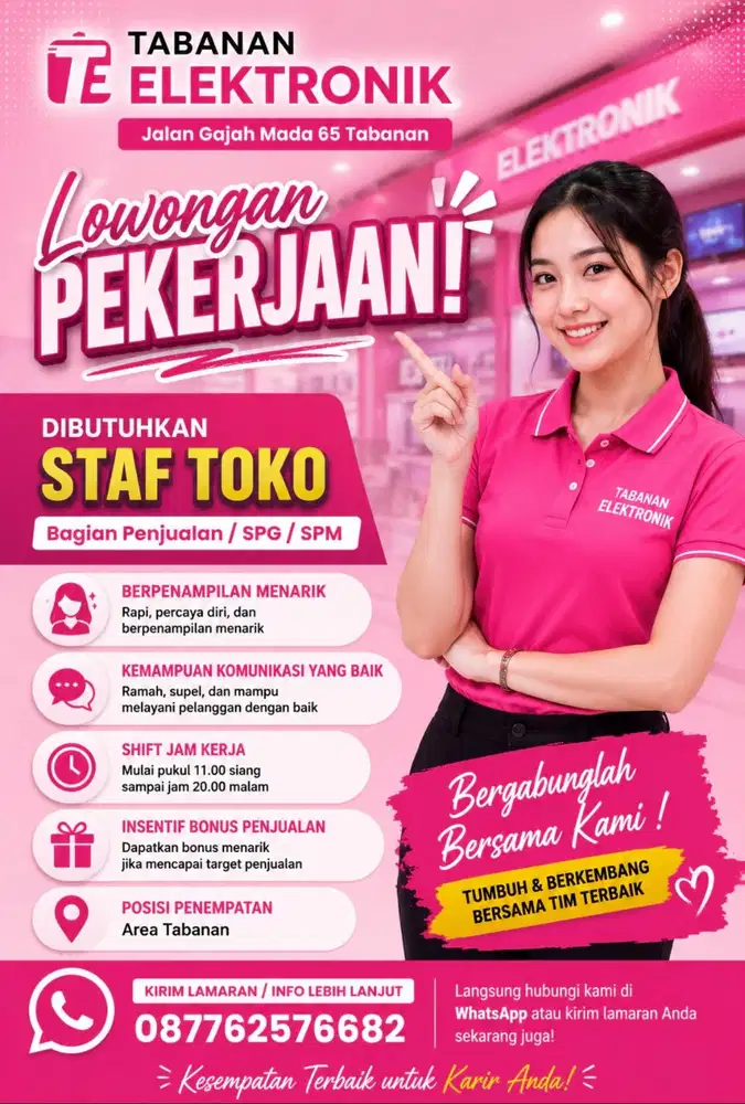 Lowongan Staf Toko Elektronik