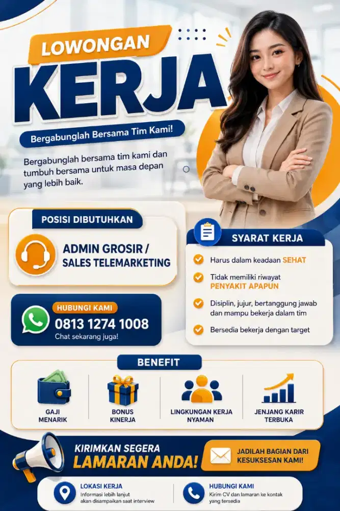 Lowongan kerja untuk admin grosir atau sales marketing