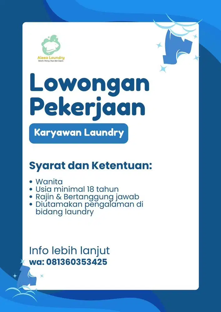 Dicari karyawan laundry