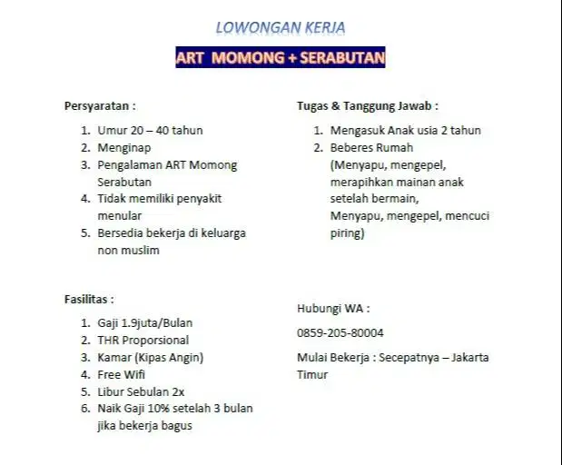 ART Momong Serabutan Jaktim