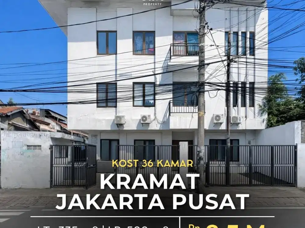 For Sale Kost 36 Kamar Posisi Hoek, Hadap Utara & Barat Di Kramat