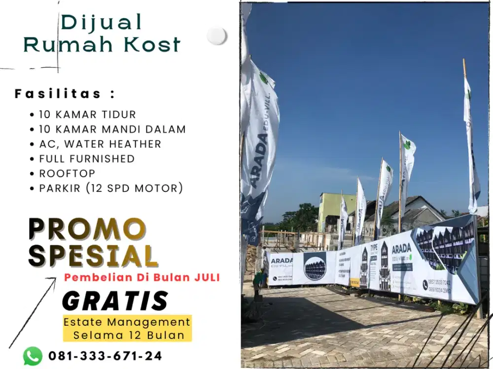 Dijual Kost Strategis Dekat Kampus SHM Pecah AC dan Water Heater 5 Menit Kampus UNISMA Malang