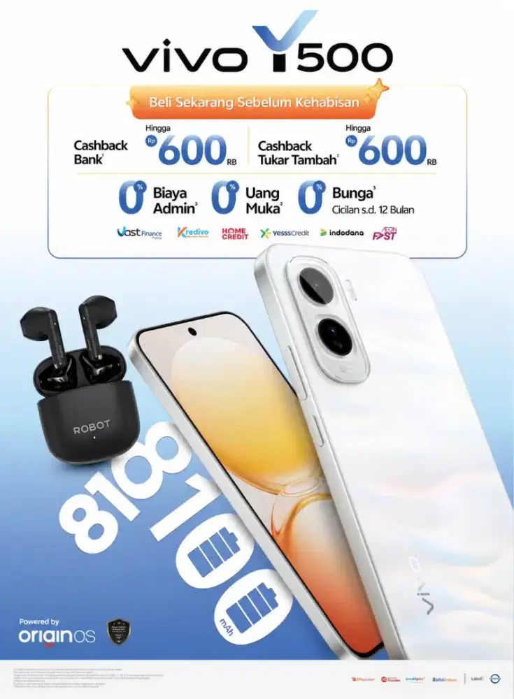 VIVO Y500 BATERAI 8100MAH, LAYAR AMOLED 1,5k KAMERA 50MP SONY IMX