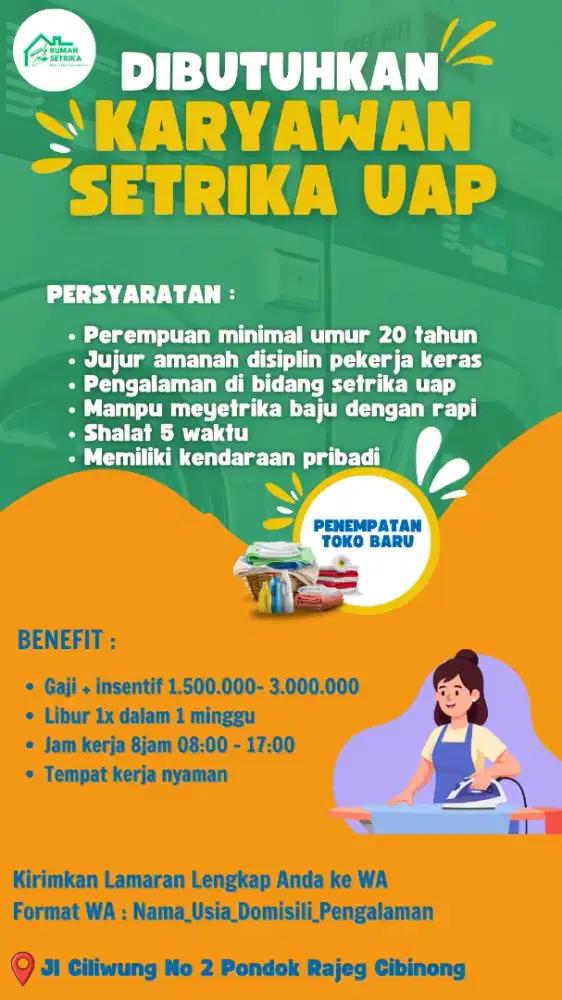 Di butuhkan tenaga setrika uap